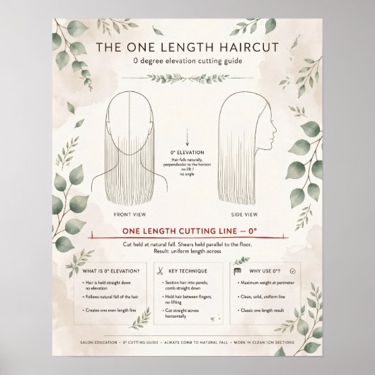 Boho One Length Kapsel Diagram Poster - 0 Graden (Voorkant)