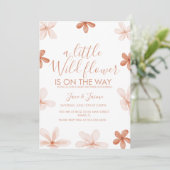 Boho One Wilde Bloemen Baby Shower Uitnodiging (Staand voorkant)
