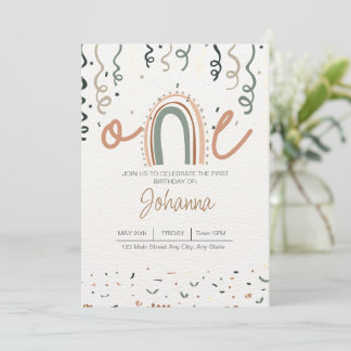 Boho ONEderful Birthday Invitation Kaart