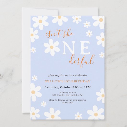 Boho Onederful Floral Groovy Daisy 1e verjaardag Kaart (Voorkant)