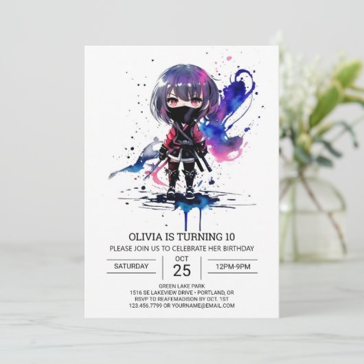 Boho Online Kleine Ninja Verjaardag Kaart (Staand voorkant)