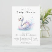 Boho Online Swan Baby shower Kaart (Staand voorkant)