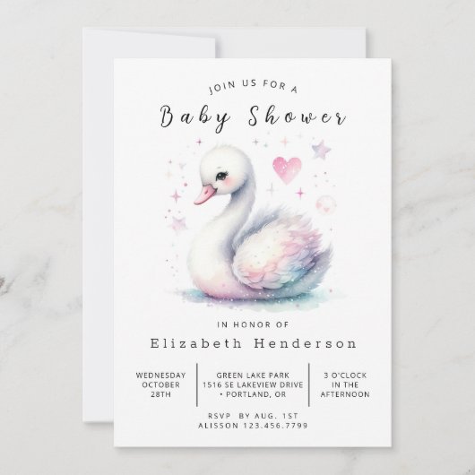 Boho Online Zwanen Baby Shower Kaart (Voorkant)