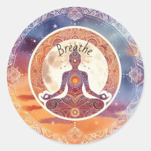 Boho ontwerp, ademhaling, meditatie, zelfzorg ronde sticker