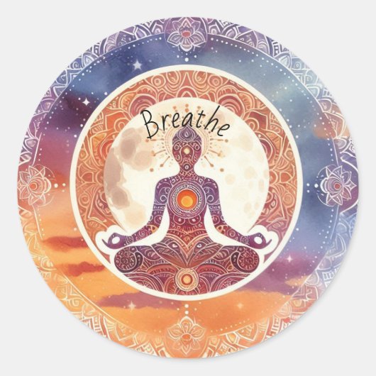 Boho ontwerp, ademhaling, meditatie, zelfzorg ronde sticker (Voorkant)