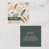 Boho-ontwerp in aardetinten vierkante visitekaartje (Voorkant / Achterkant)
