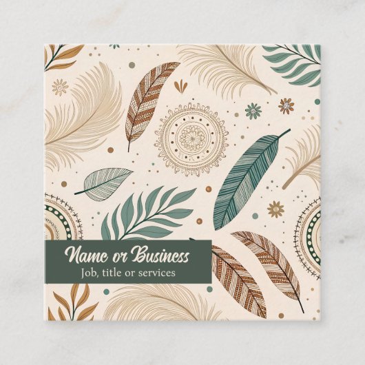 Boho-ontwerp in aardetinten vierkante visitekaartje (Voorkant)