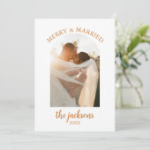 Boho onze eerste kerst Pas getrouwd foto vakantie Kaart (Staand voorkant)