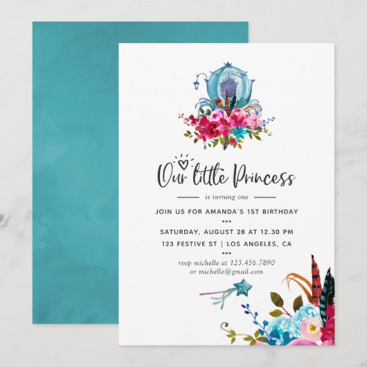 Boho Onze kleine prinses Elke Age Birthday Party Kaart (Voorkant / Achterkant)