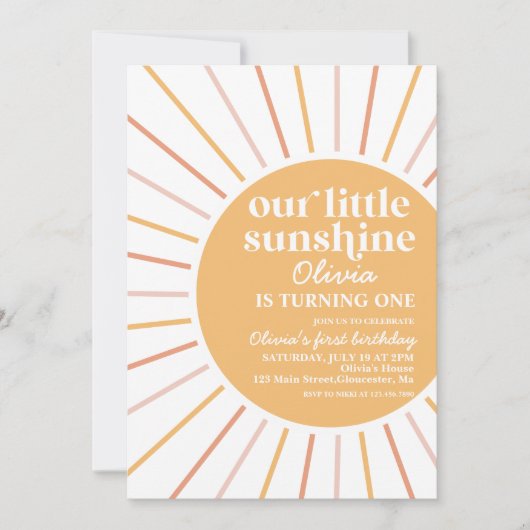 boho onze kleine sunshine verjaardagsuitnodiging kaart (Voorkant)
