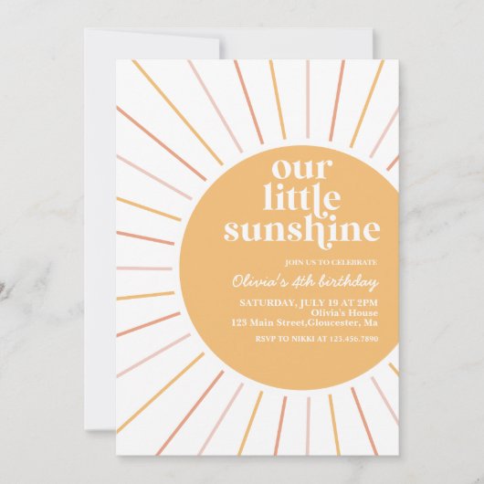 boho onze kleine sunshine verjaardagsuitnodiging kaart (Voorkant)