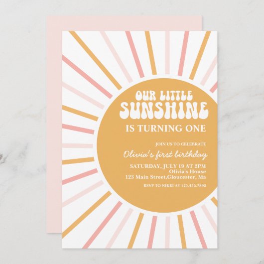 boho onze kleine sunshine verjaardagsuitnodiging kaart (Voorkant / Achterkant)