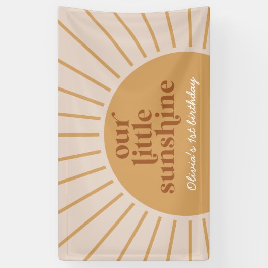 Boho Onze Kleine Zonneschijn 1e verjaardag Spandoek (Verticaal)