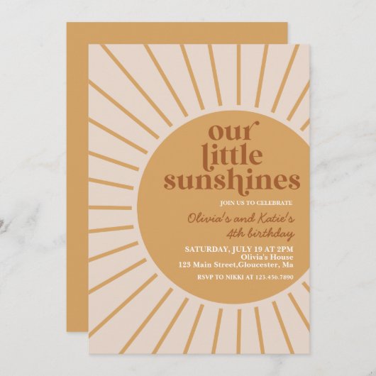 Boho onze kleine zonnetjes verjaardag kaart (Voorkant / Achterkant)