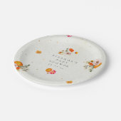 Boho Orange Cottagecore Floral Baby Shower Name Papieren Bordje (Gekanteld)