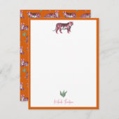 Boho Orange Pink Jungle Tiger Script Notitiekaartje (Voorkant / Achterkant)