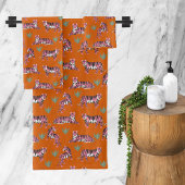 Boho Orange Pink Jungle Tigers Bad Handdoek