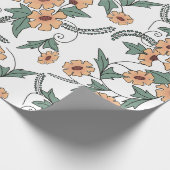 Boho Orange & Teal Floral Botanical Wrapping Paper Cadeaupapier (Hoek)