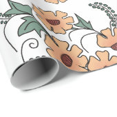 Boho Orange & Teal Floral Botanical Wrapping Paper Cadeaupapier (Rol Hoek)