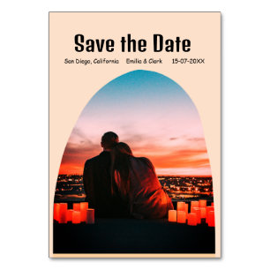 boho oranje arch foto save the date QR modern Kaart