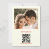 Boho Oranje Bloem Lijn Kunst 2 Foto QR Code Save The Date (Achterkant)