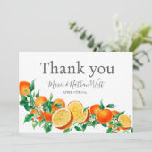 Boho Oranje Bloesem bruiloft Dank u Bedankkaart (Staand voorkant)