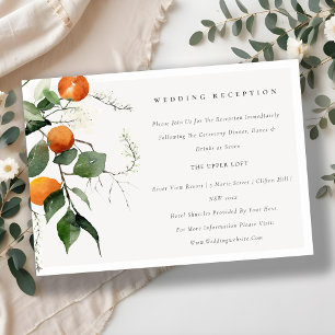 Boho Oranje Blossom Botanical Wedding Reception Informatiekaartje