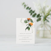 Boho Oranje Blossom Botanical Wedding Website Informatiekaartje (Staand voorkant)