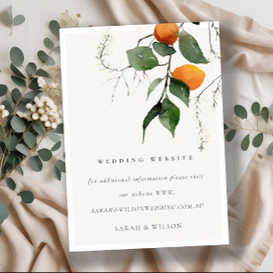 Boho Oranje Blossom Botanical Wedding Website Informatiekaartje