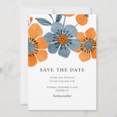 Boho Oranje Blossom Floral Wedding Save The Date (Voorkant)