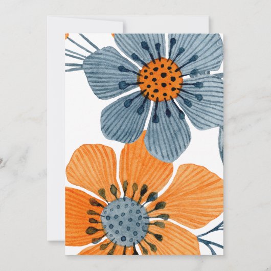 Boho Oranje Blossom Floral Wedding Save The Date (Achterkant)