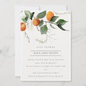 Boho Oranje Blossom Foliage Baby shower Invite Bedankkaart (Voorkant)