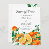 Boho Oranje Blossom Save the Date Briefkaart (Voorkant / Achterkant)