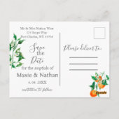 Boho Oranje Blossom Save the Date Briefkaart (Achterkant)