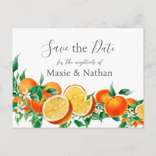 Boho Oranje Blossom Save the Date Briefkaart (Voorkant)