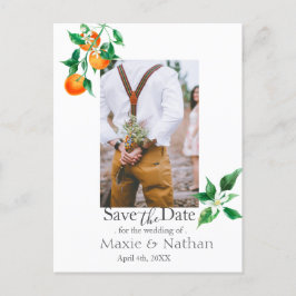 Boho Oranje Blossom Save the Date Foto QR Code Briefkaart