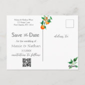 Boho Oranje Blossom Save the Date Foto QR Code Briefkaart (Achterkant)
