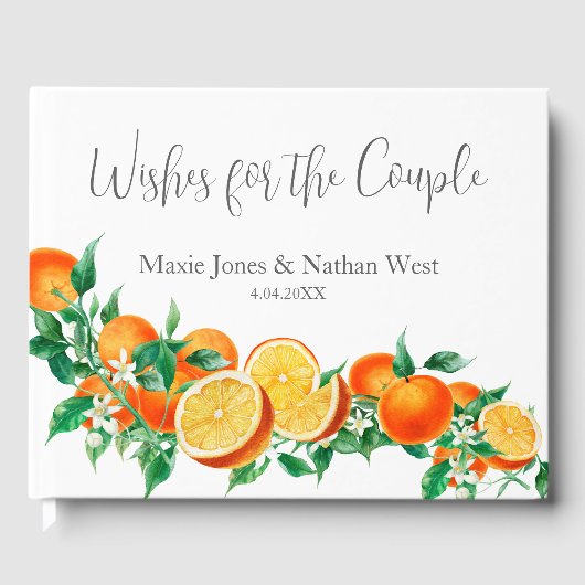 Boho Oranje Blossom Wedding Gastenboek (Voorkant)