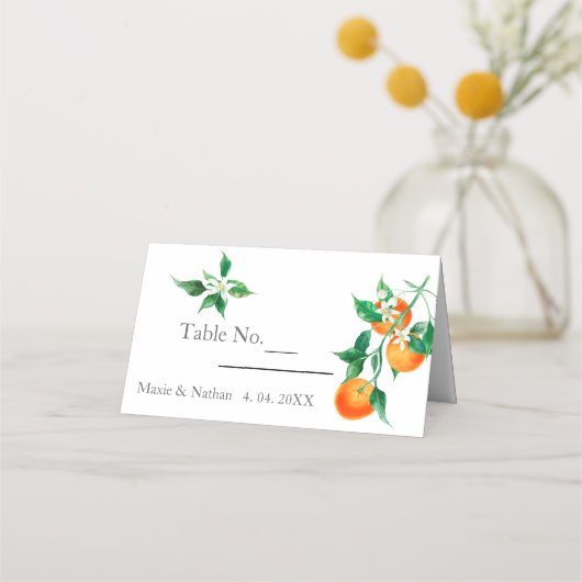 Boho Oranje Blossom Wedding Plaatskaartje (Voorkant)