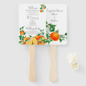 Boho Oranje Blossom Wedding Programma Handwaaier (Voorkant en achterkant)