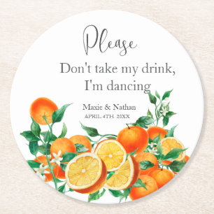 Boho Oranje Blossom Wedding Ronde Kartonnen Onderzetter