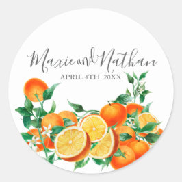 Boho Oranje Blossom Wedding Ronde Sticker