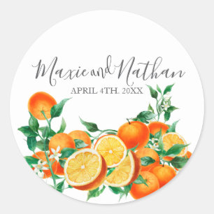 Boho Oranje Blossom Wedding Ronde Sticker
