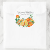 Boho Oranje Blossom Wedding Ronde Sticker (Tas)