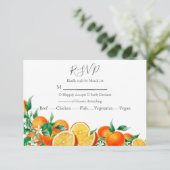 Boho Oranje Blossom Wedding RSVP Kaartje (Staand voorkant)