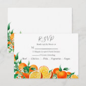 Boho Oranje Blossom Wedding RSVP Kaartje (Voorkant / Achterkant)