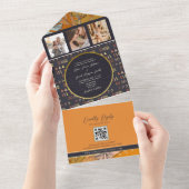 Boho Oranje bruiloft All In One Uitnodiging (Afscheurbaar)