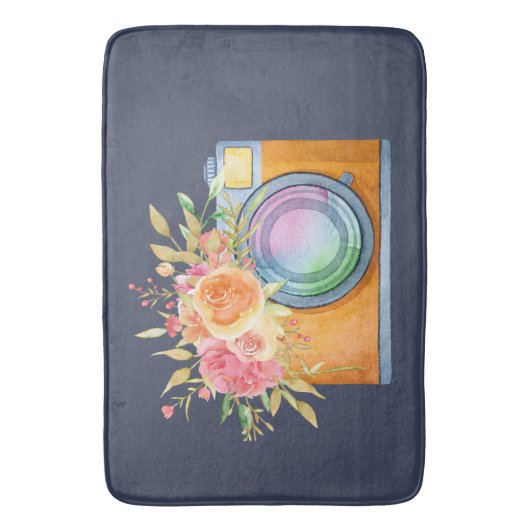 Boho Oranje Camera & Floral Bouquet Waterverf Badmat (Voorkant Verticaal)