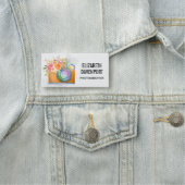 Boho Oranje Camera & Floral Bouquet Waterverf Naamplaatje (In situ)