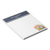 Boho Oranje Camera & Floral Bouquet Waterverf Notitieblok (Schuin)